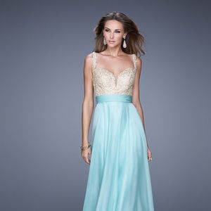 NWT- La Femme Long Dress with Detailed Bust